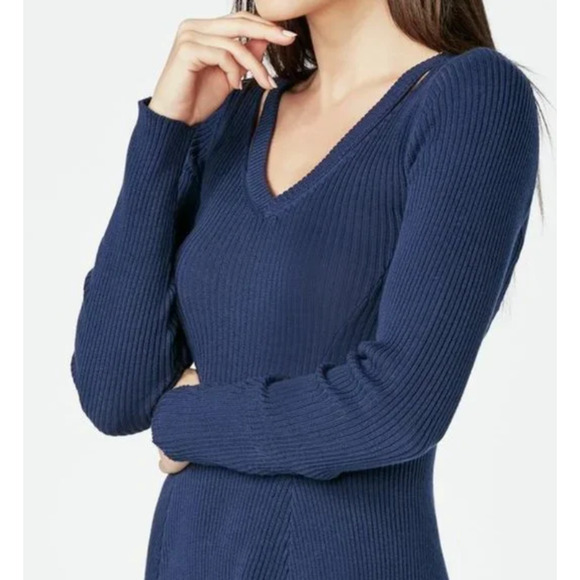 JustFab Cutout Fit & Flare Sweater Dress Blue Teal 1X NWT - Picture 2 of 6